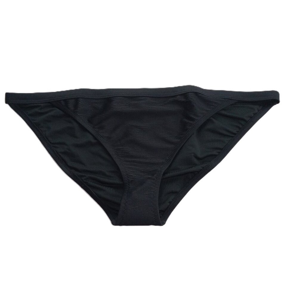 J. Crew Women's Ribbed Trim Hipster Full Coverage Bikini Bottom Size XXL Black